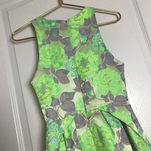 TOPSHOP neon green and purple cocktail mini dress - Picture 7 of 8